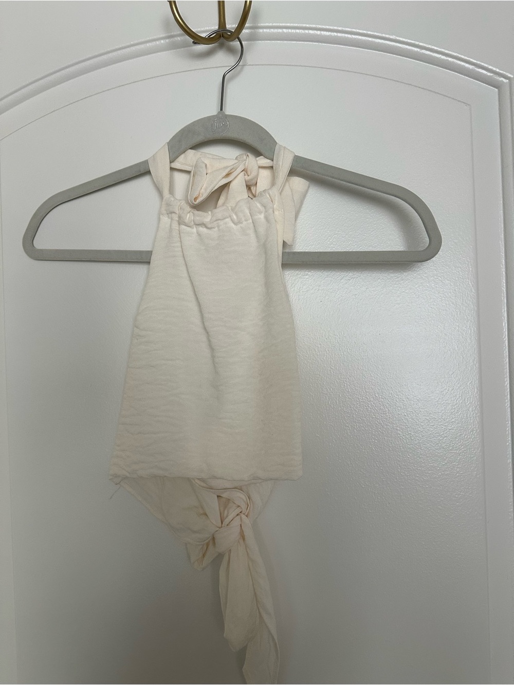 Cream Halter Tie-Back top